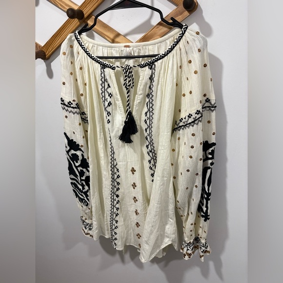 Free People Tallie embroidered tunic in the ivory combo color- 100% Cotton - Picture 4 of 12